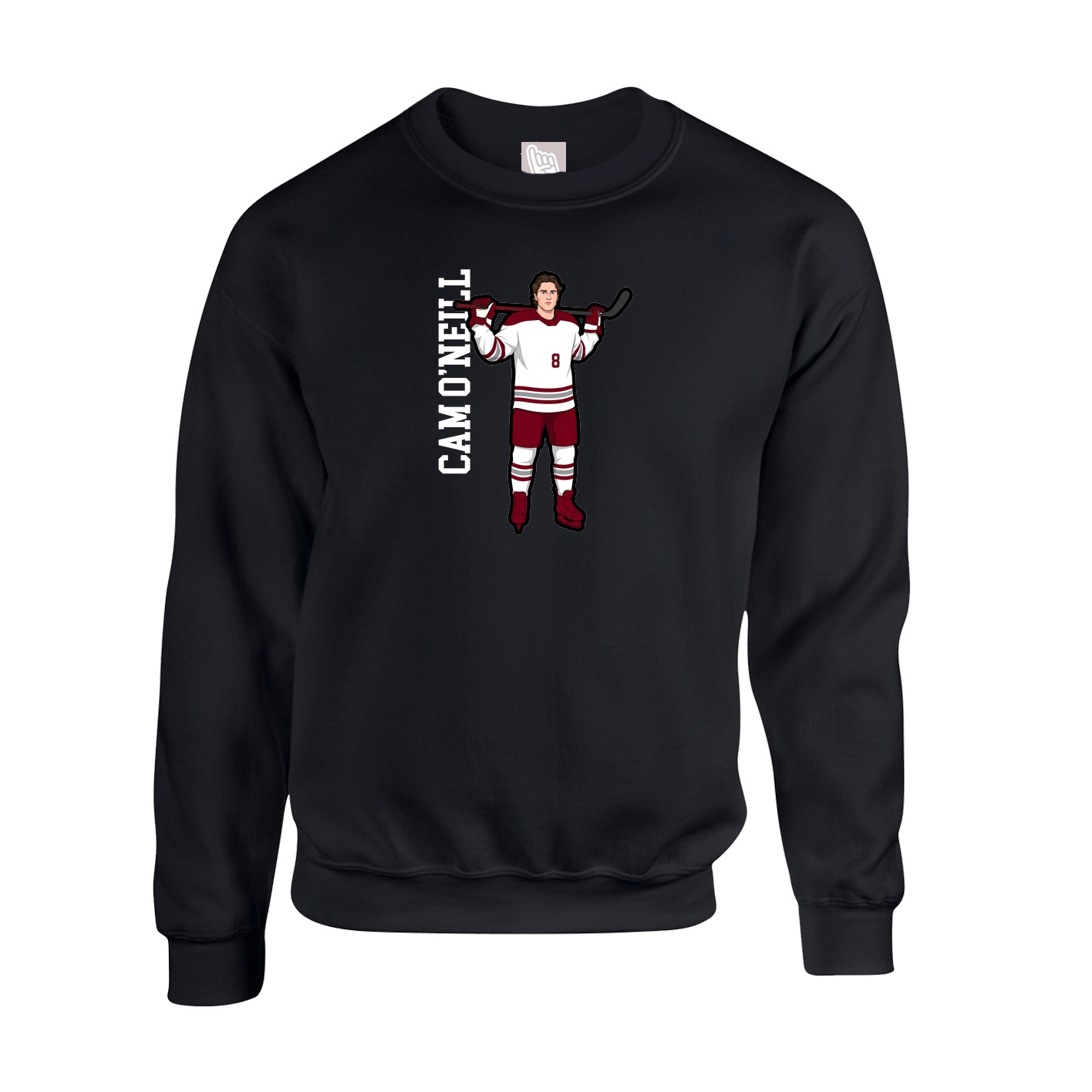 Fleece Crew — Name Vertical in Black