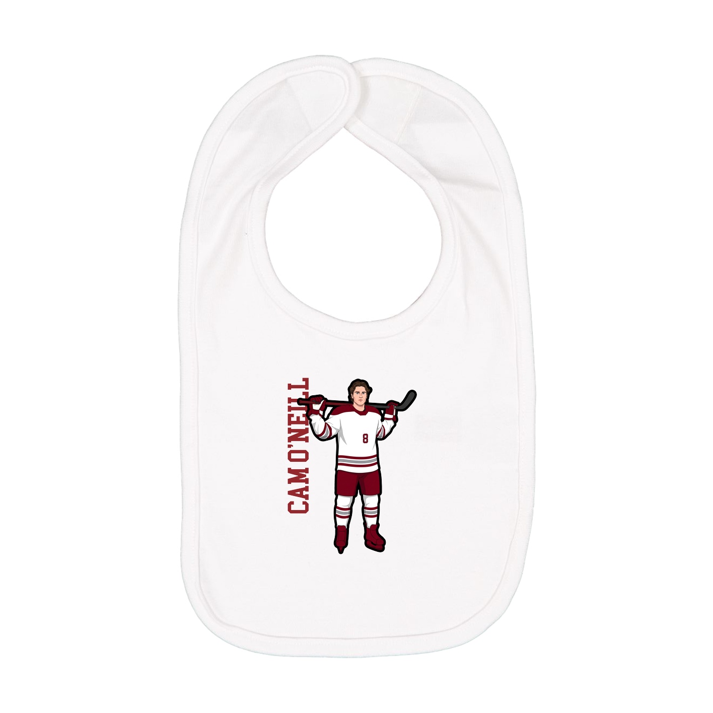 Infant Bib — Name Vertical in White