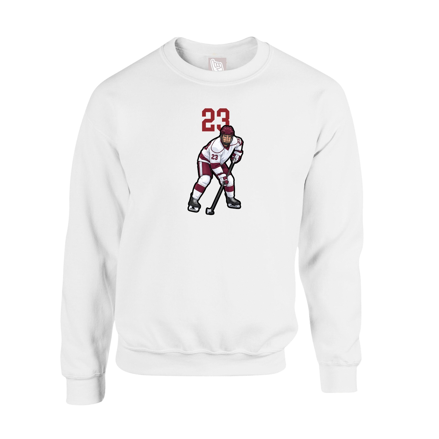 Fleece Crew — Number Top in White