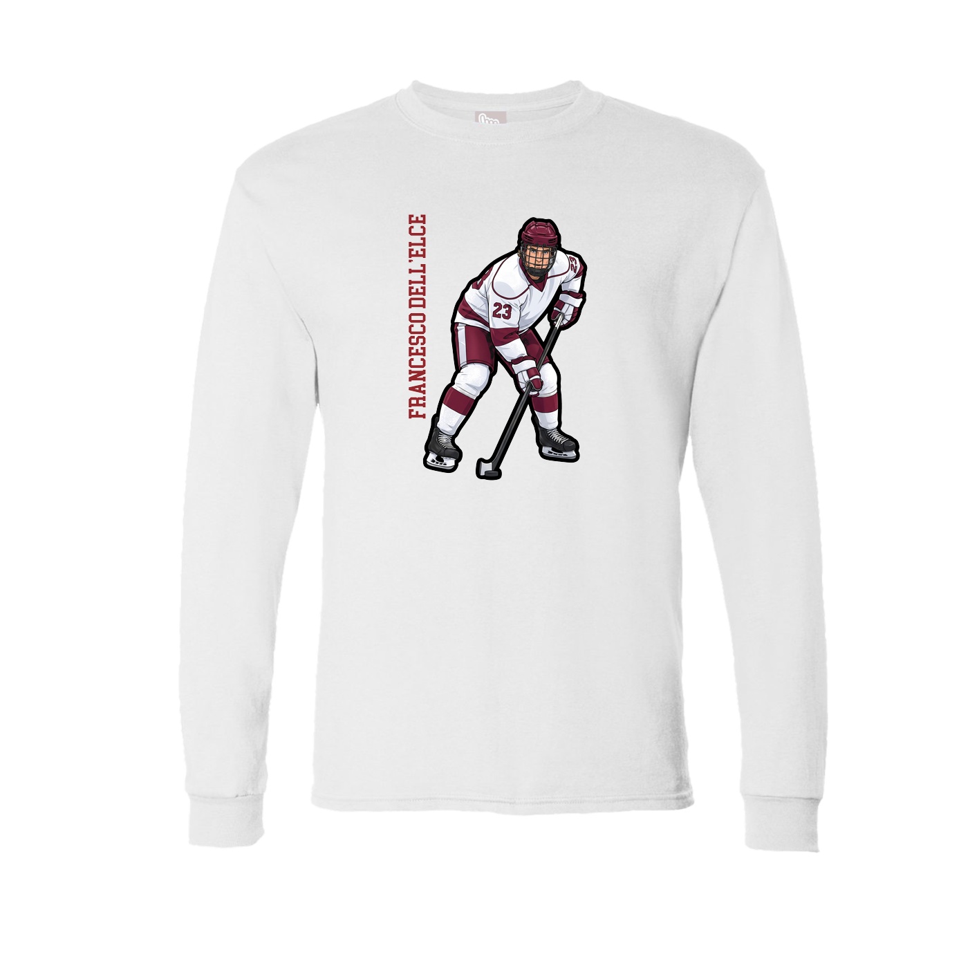 Long Sleeve Tee — Name Vertical in White