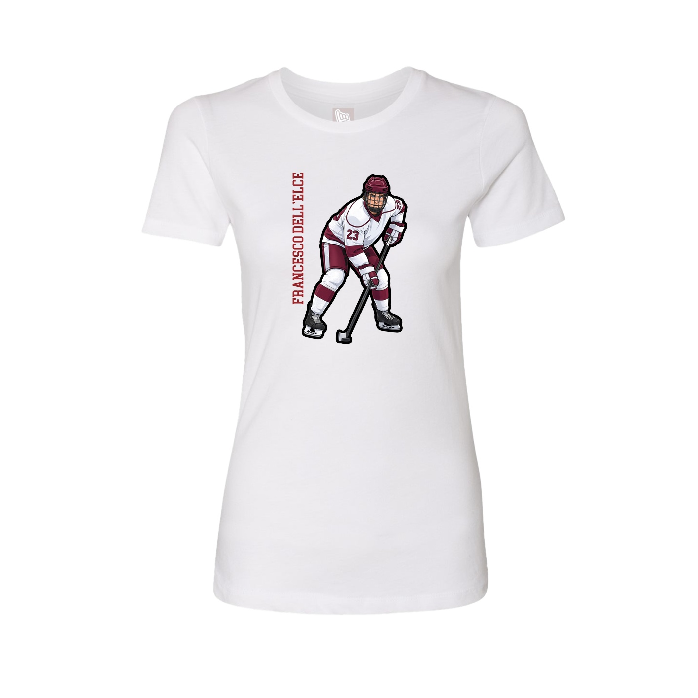 Fitted Women's Tee — Name Vertical in White