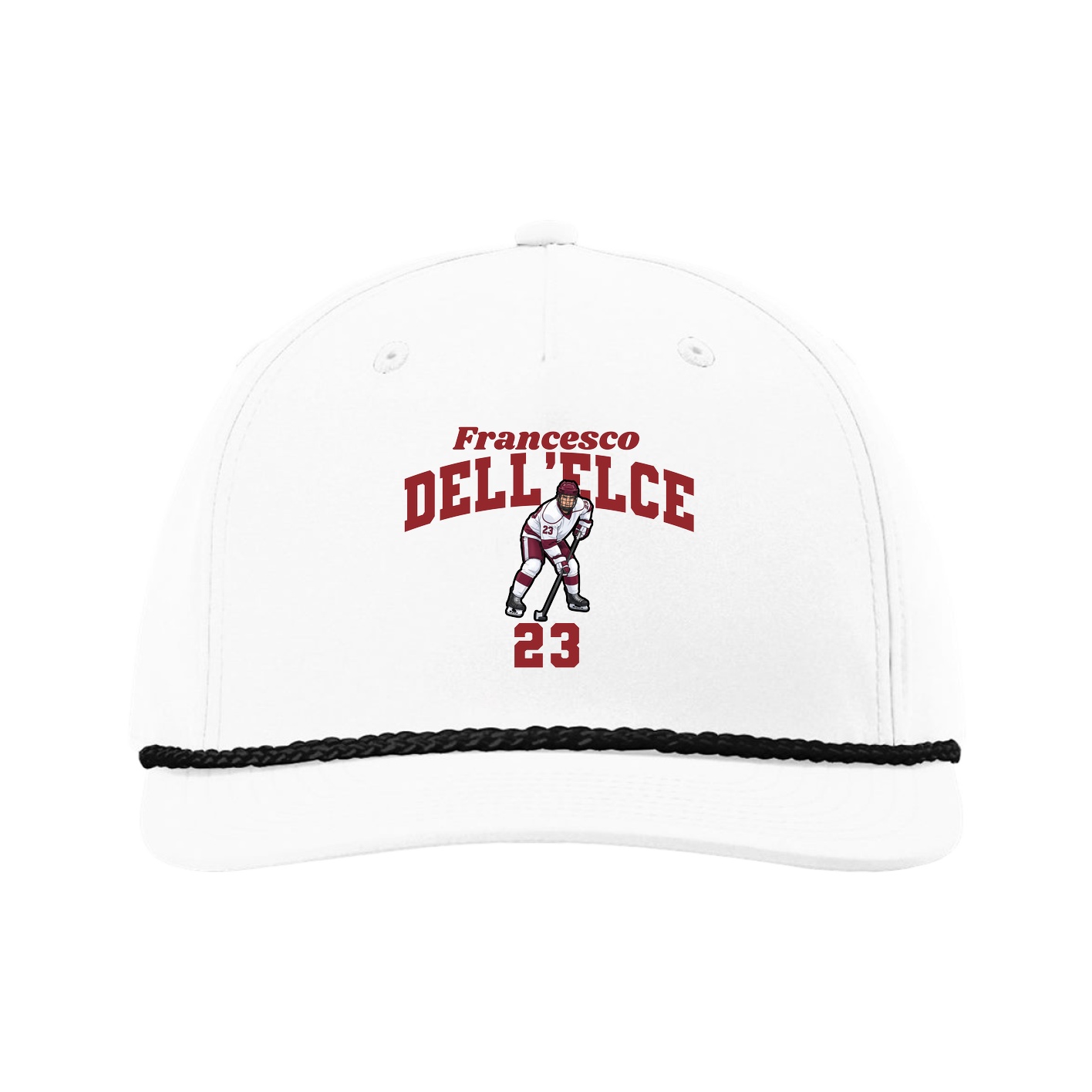 Five-Panel Classic Rope Cap — Signature Arch in White