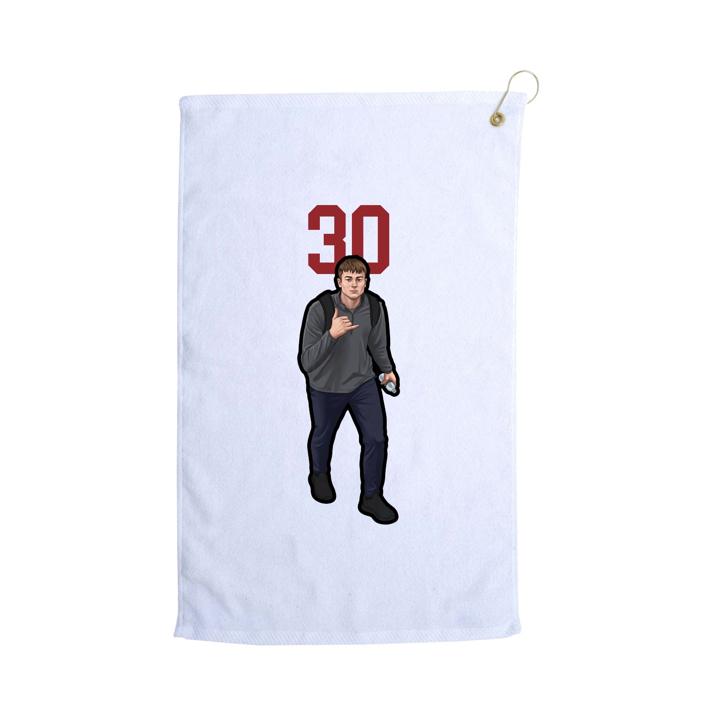 Golf Towel — Number Top in White