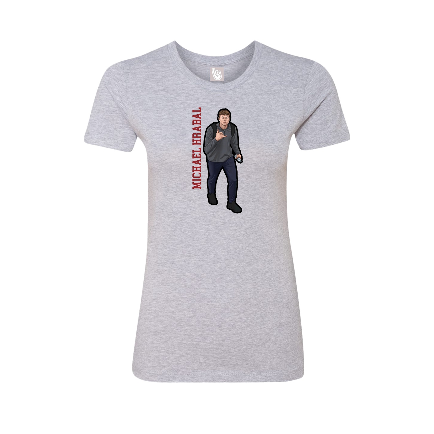 Fitted Women's Tee — Name Vertical in Grey