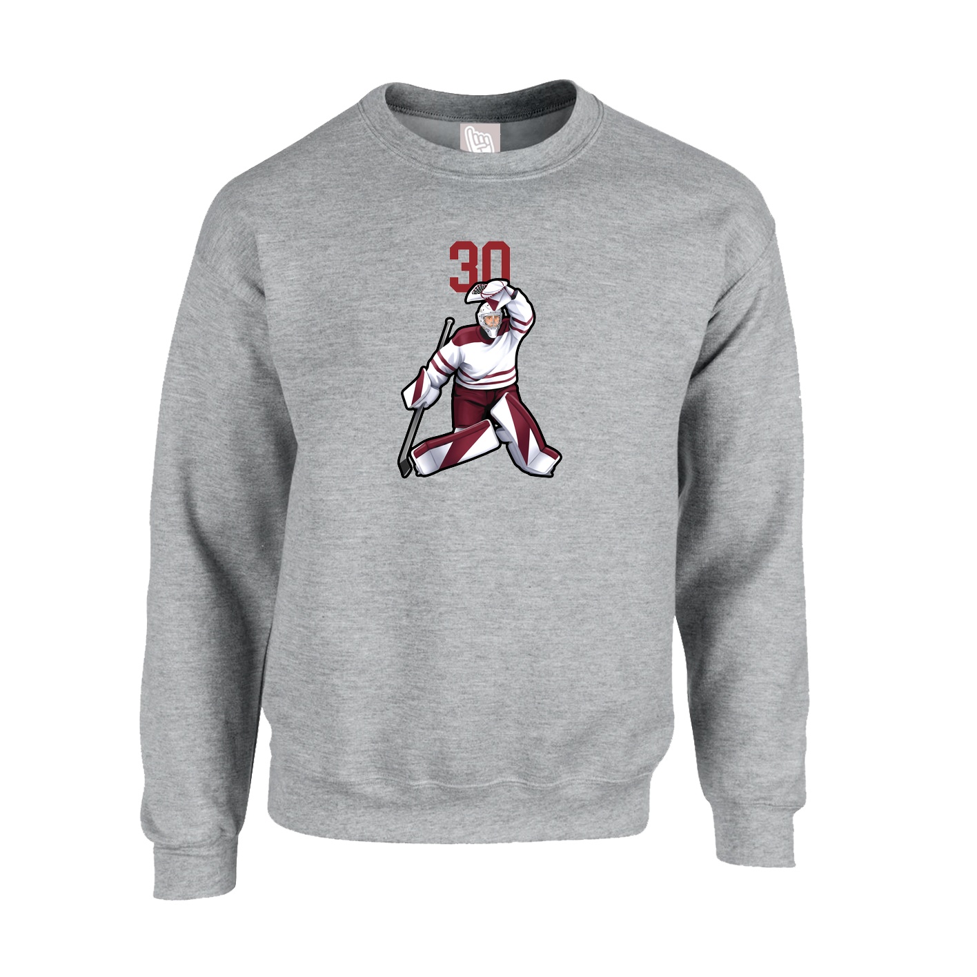 Fleece Crew — Number Top in Grey