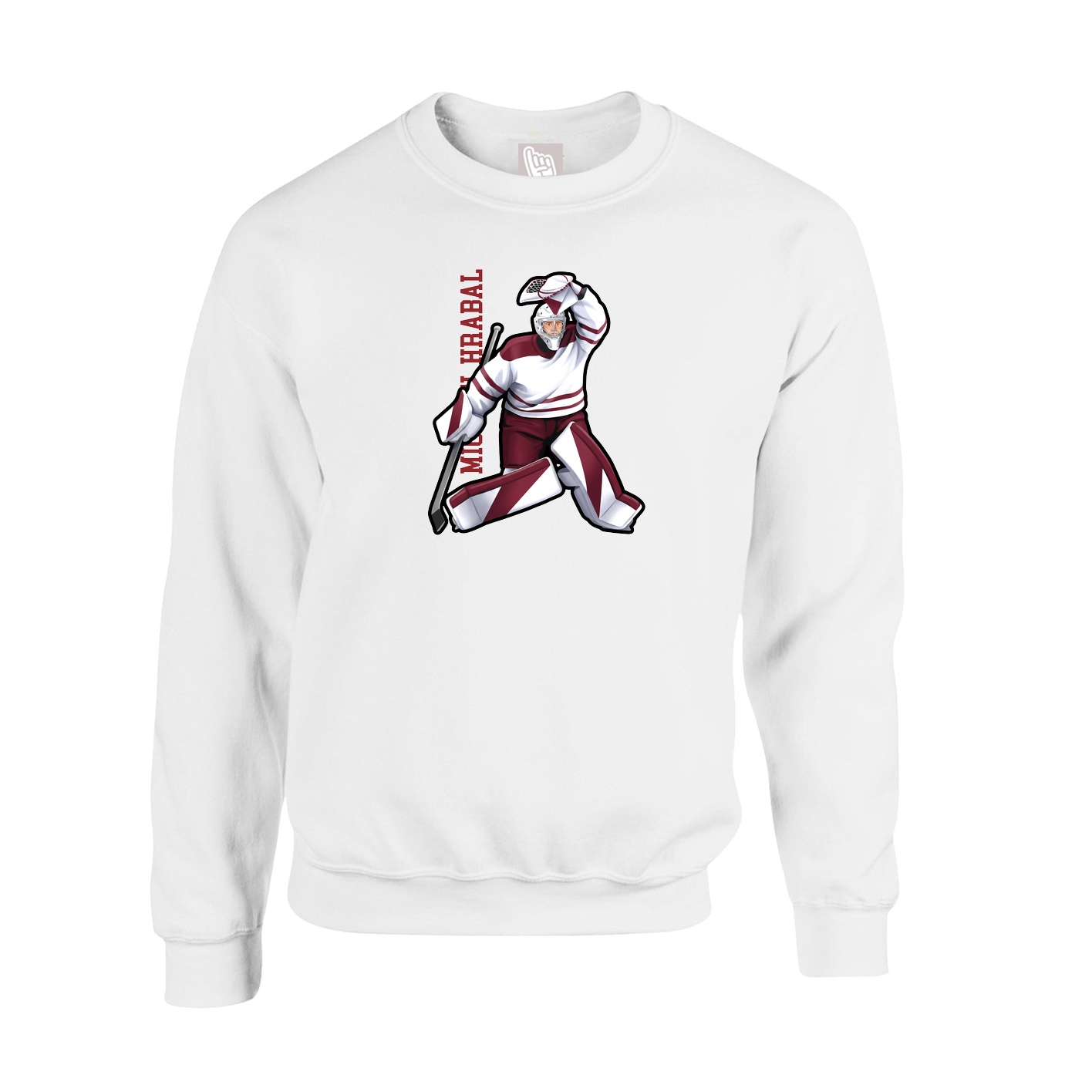 Fleece Crew — Name Vertical in White