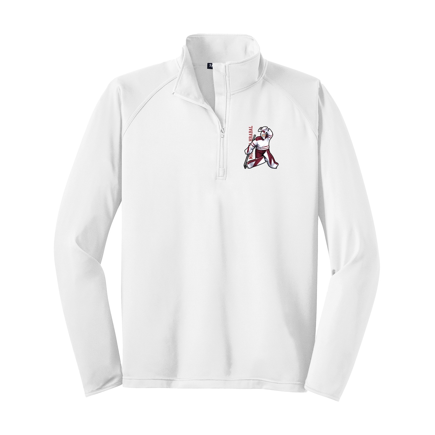 Q-Zip Pullover — Name Vertical in White