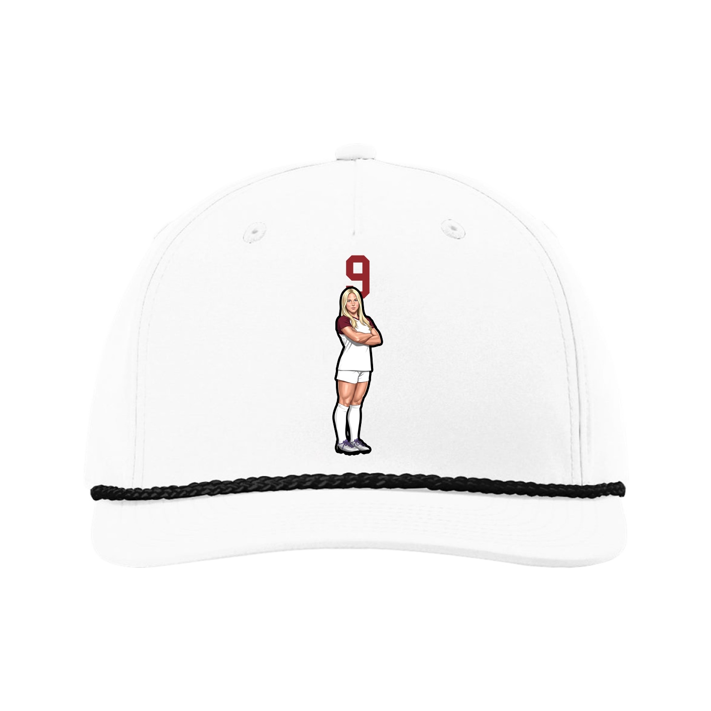 Five-Panel Classic Rope Cap — Number Top in White