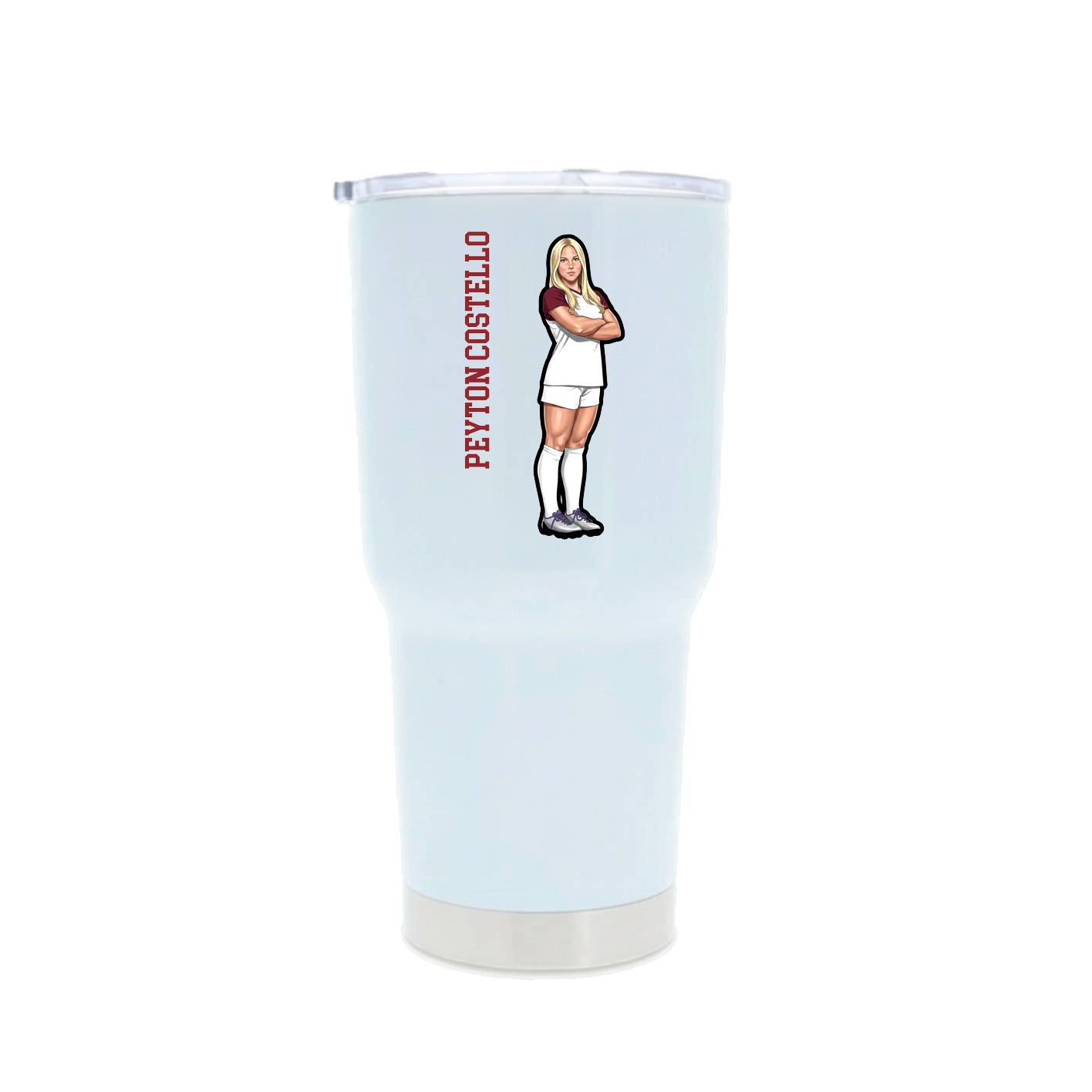 30oz Stainless Steel Tumbler — Name Vertical in White
