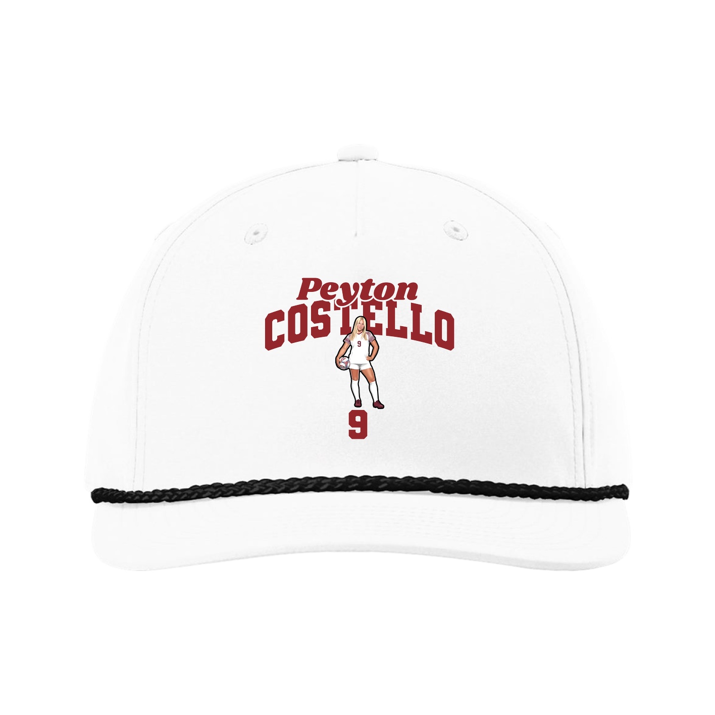 Five-Panel Classic Rope Cap — Signature Arch in White