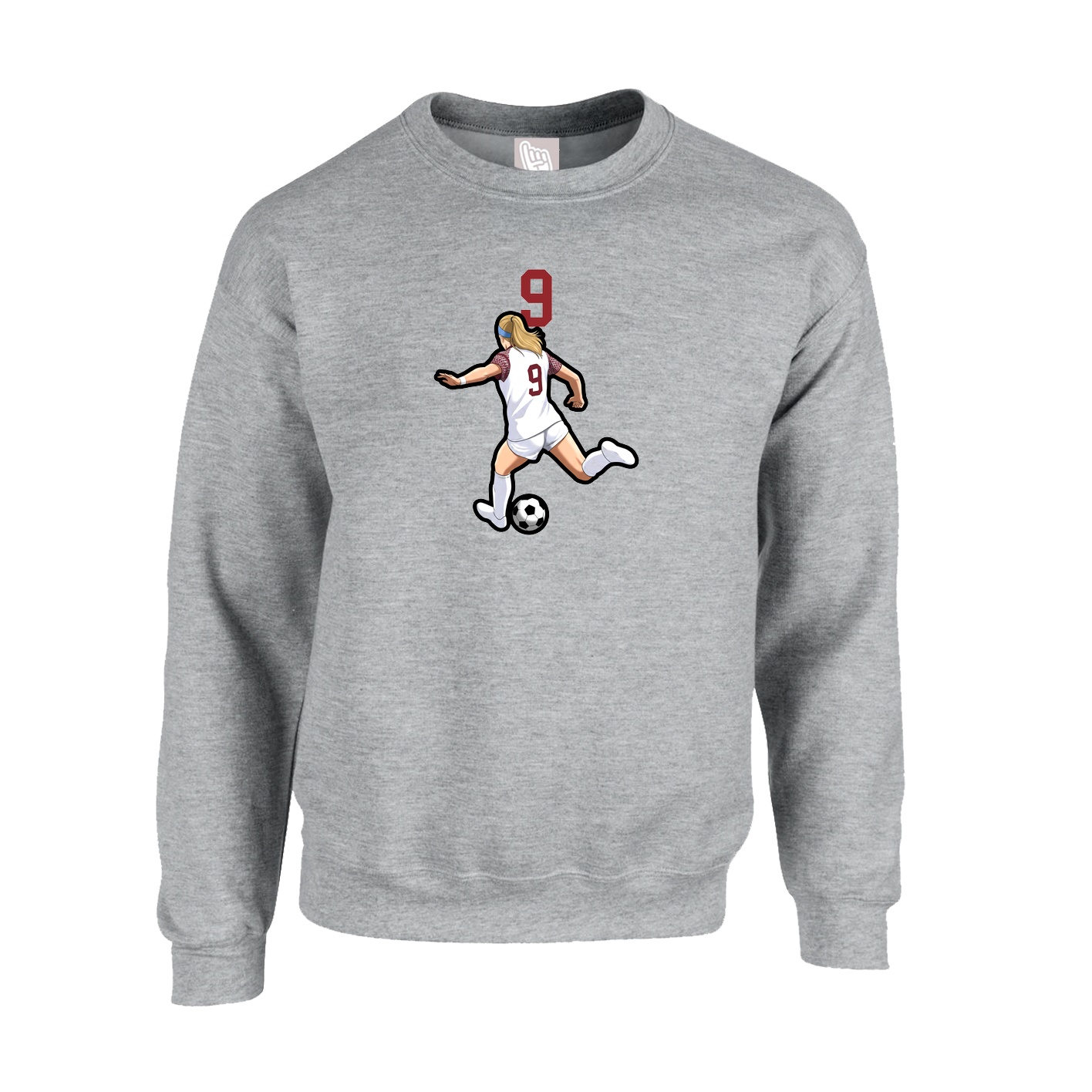 Fleece Crew — Number Top in Grey