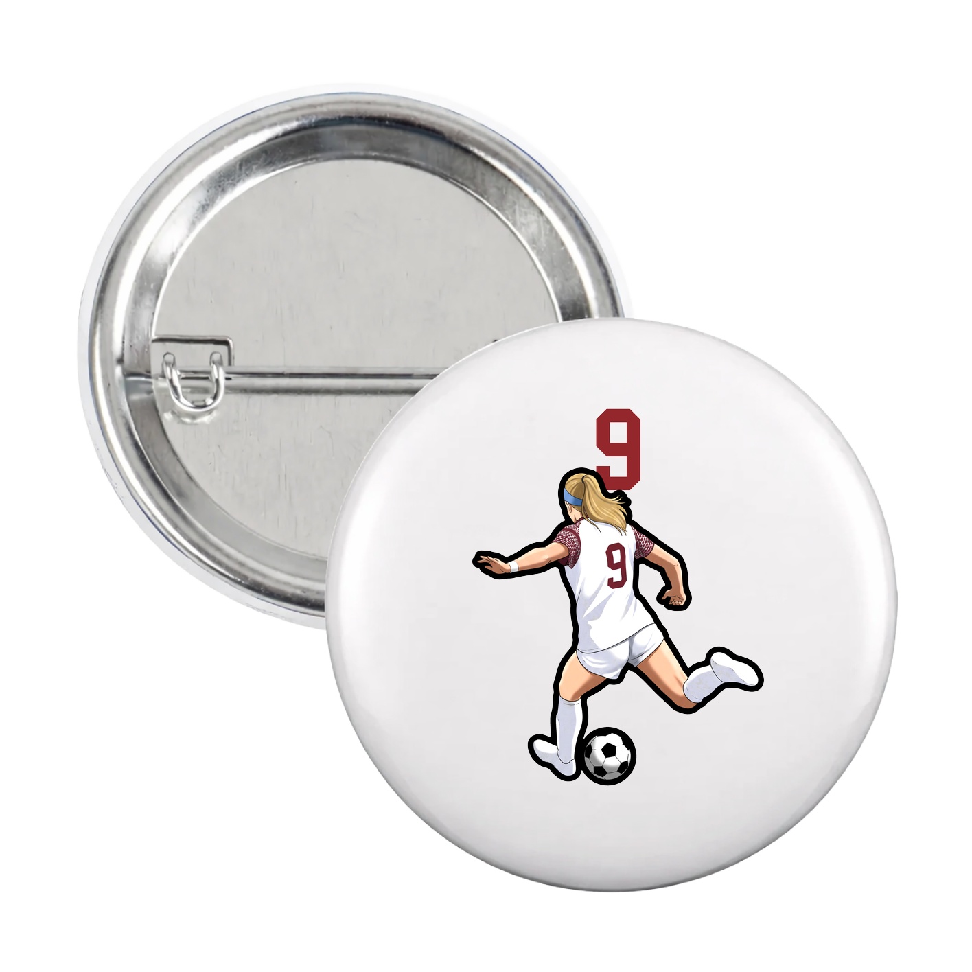 Game Day Button — Number Top in White