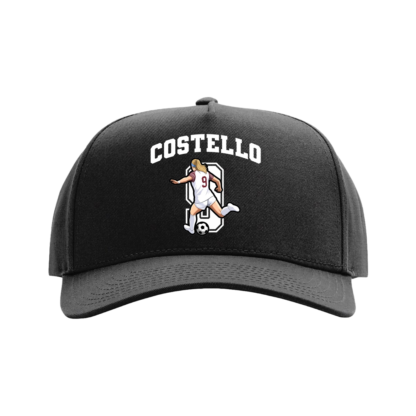 Full Fabric Five-Panel Champ Cap — Number in Black