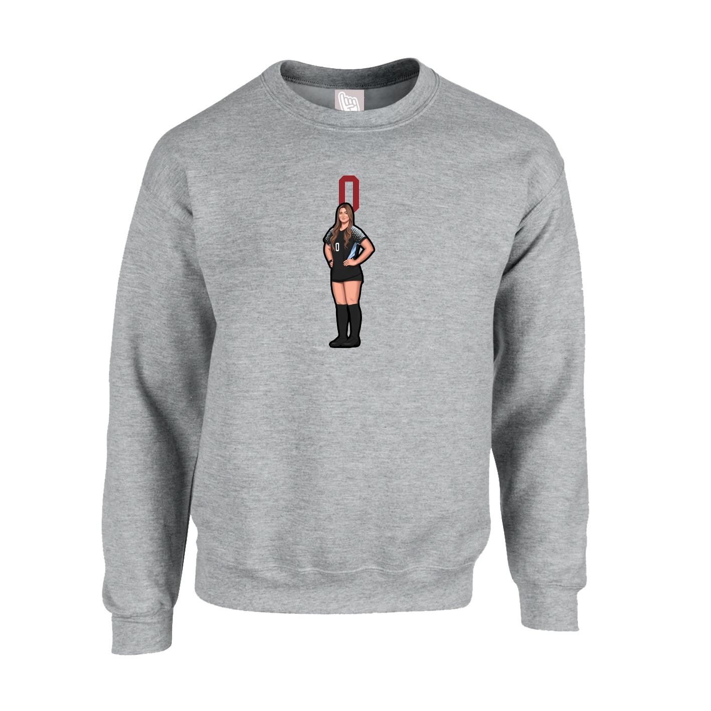 Fleece Crew — Number Top in Grey