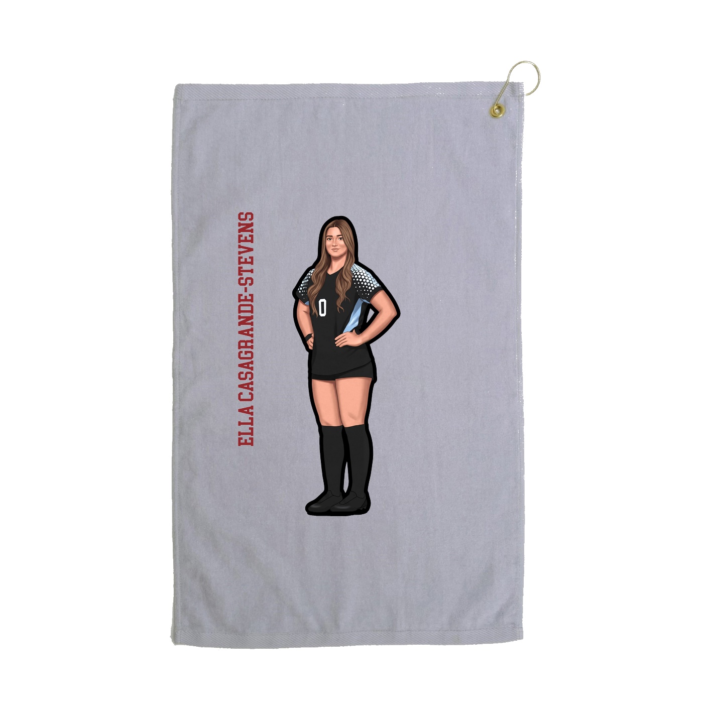 Golf Towel — Name Vertical in Grey