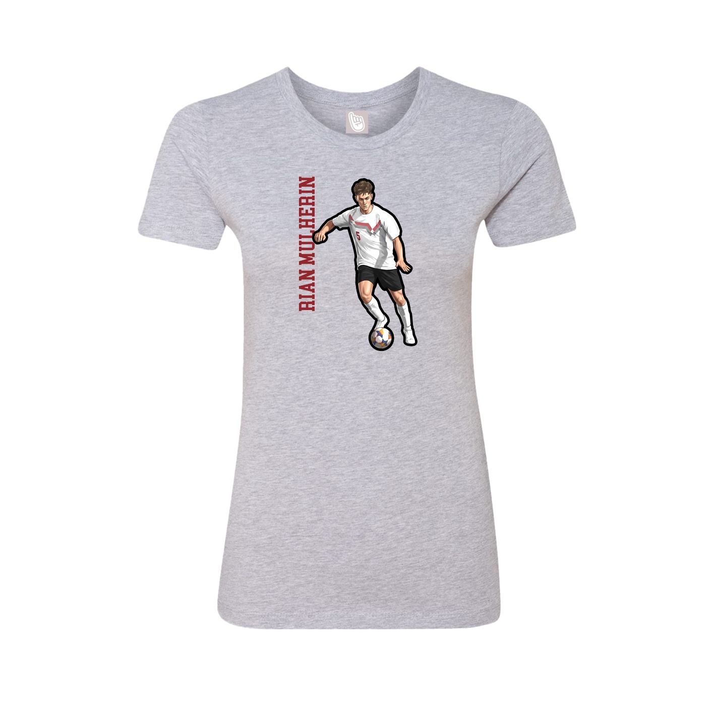 Fitted Women's Tee — Name Vertical in Grey
