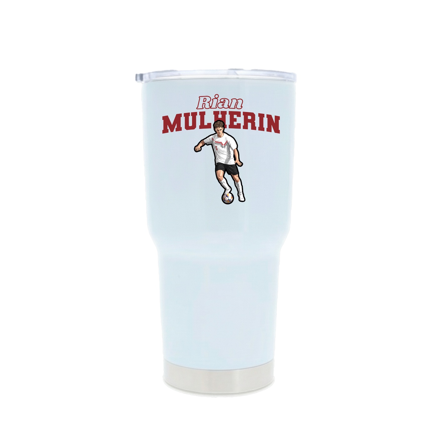 30oz Stainless Steel Tumbler — Name Arch in White