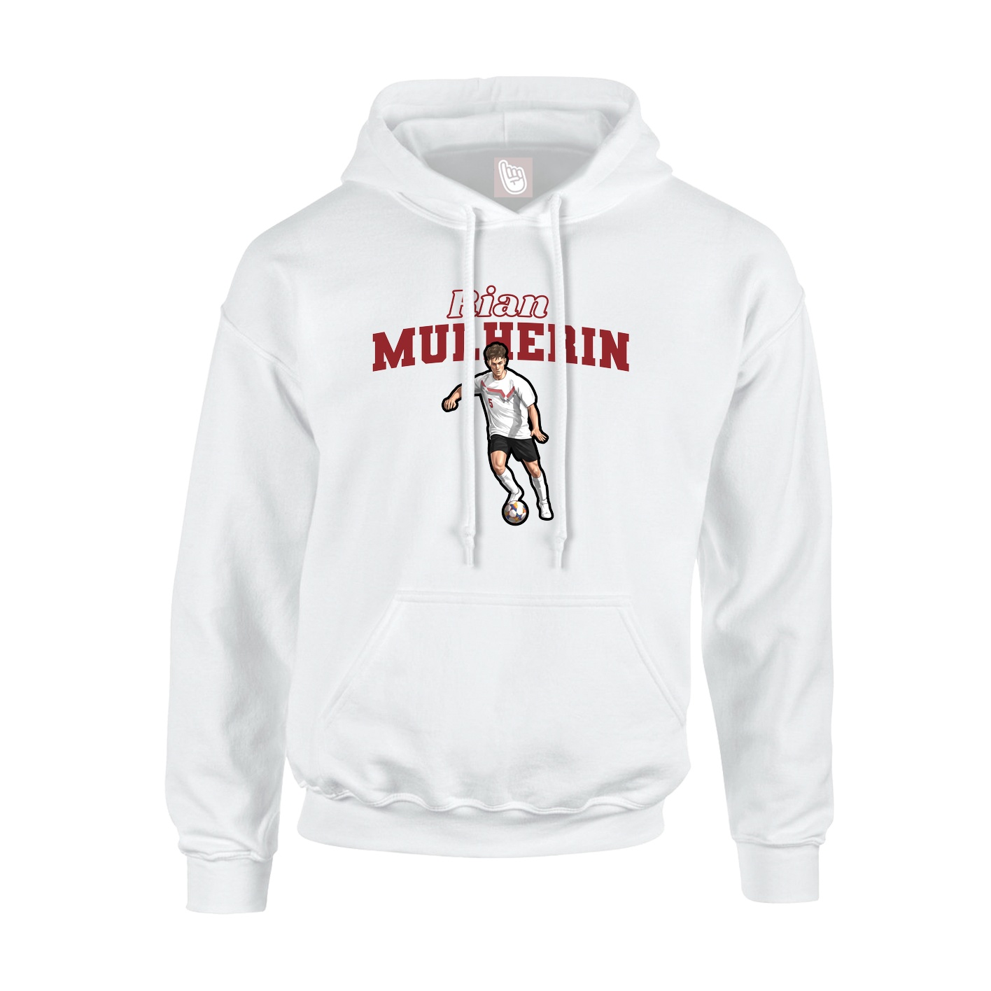 Youth Hoodie — Name Arch in White