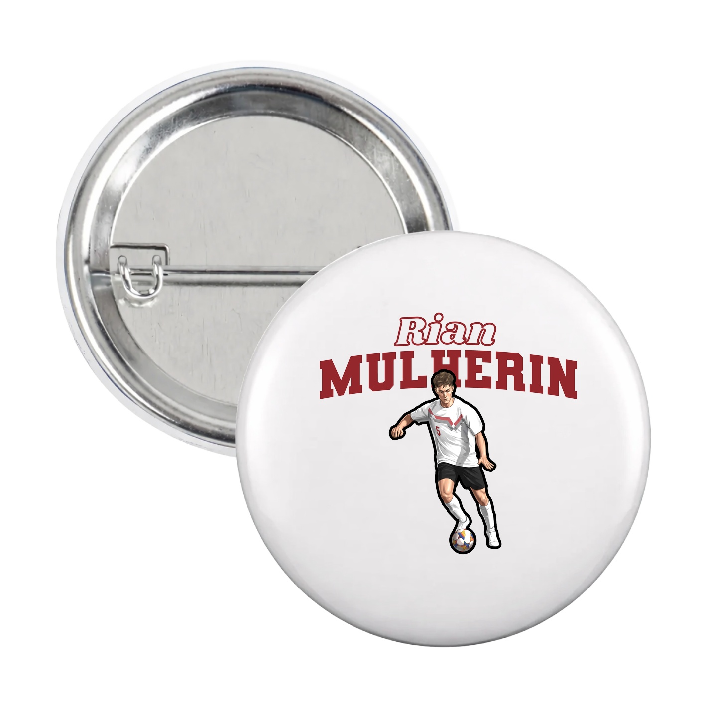 Game Day Button — Name Arch in White