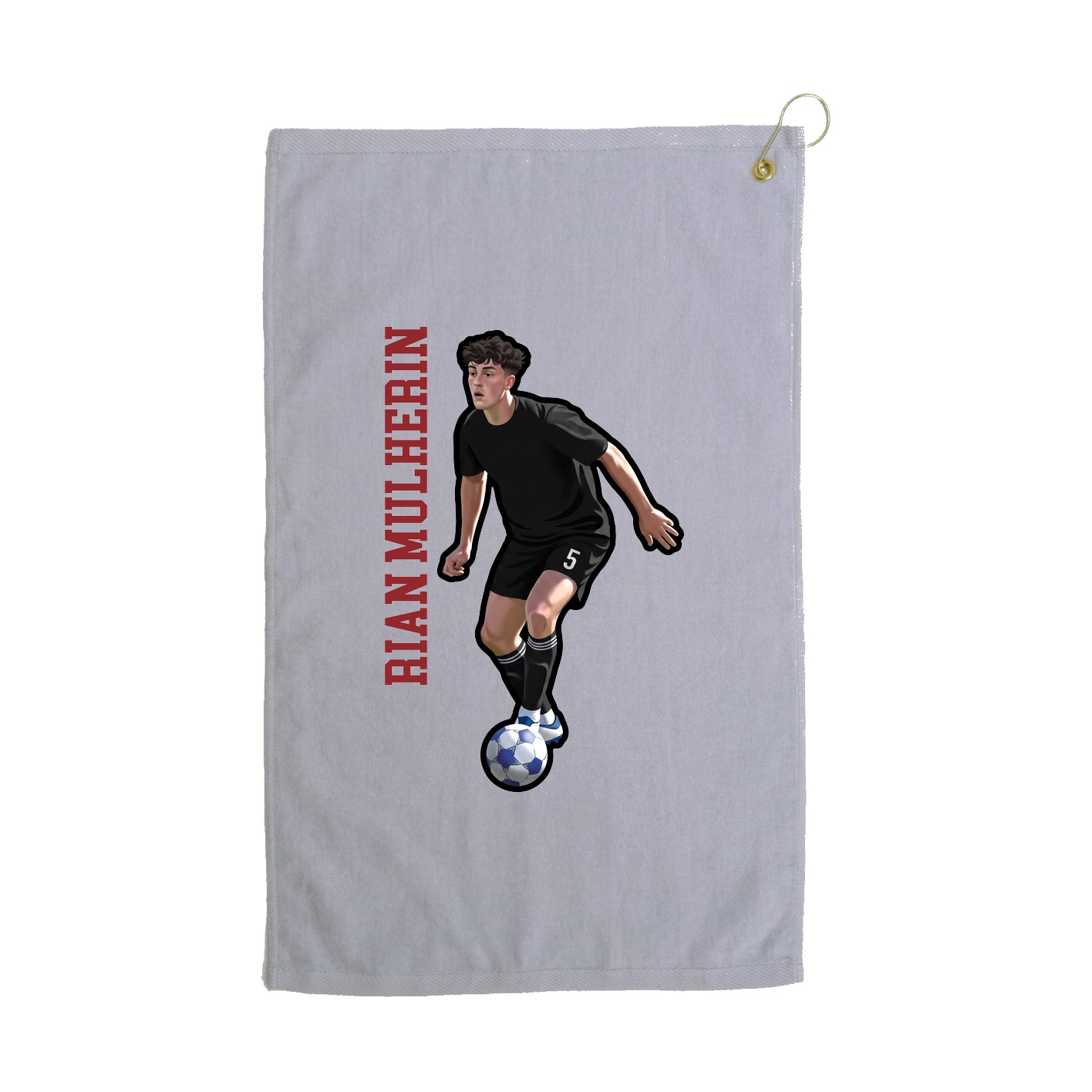 Golf Towel — Name Vertical in Grey