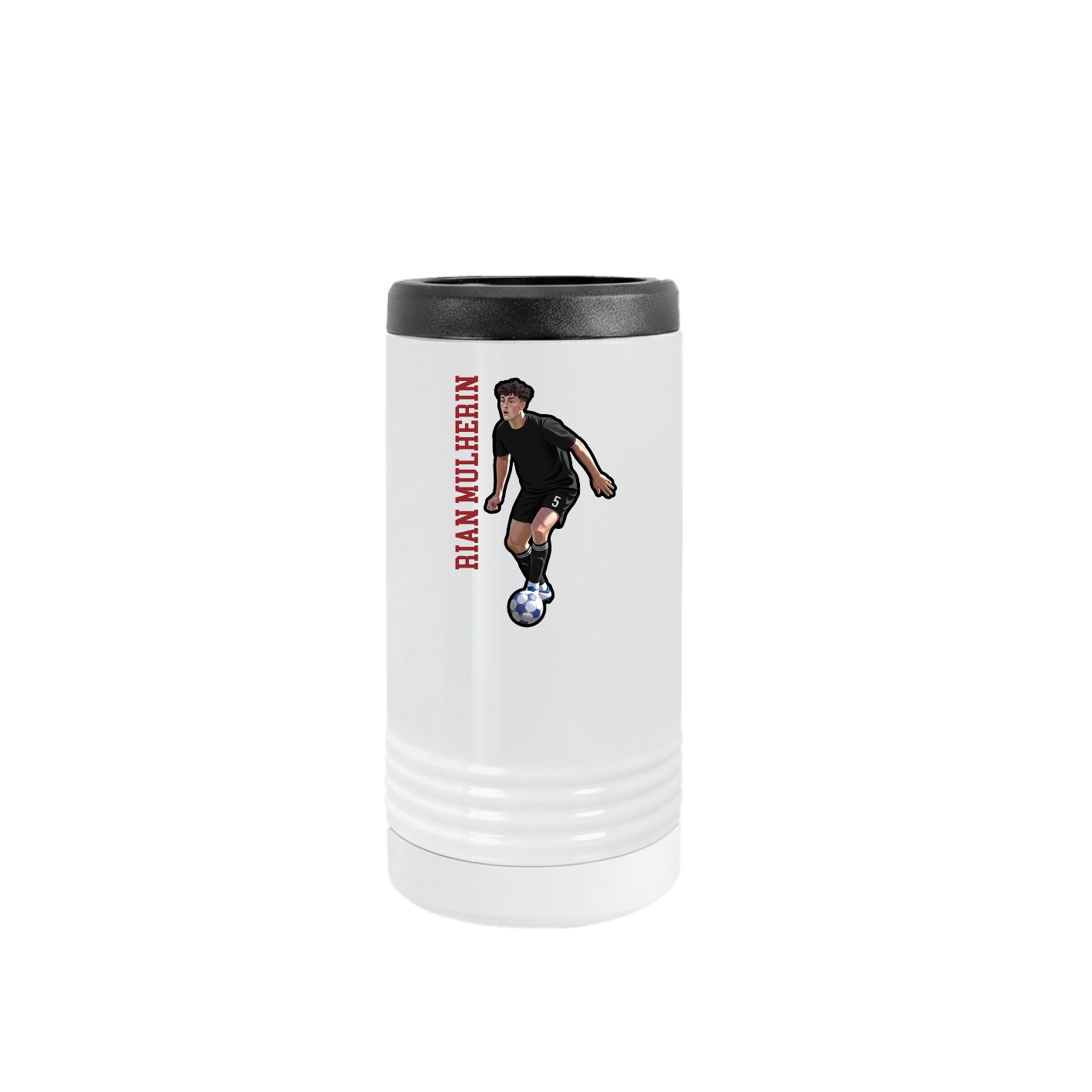 Slim Beverage Holder — Name Vertical in White