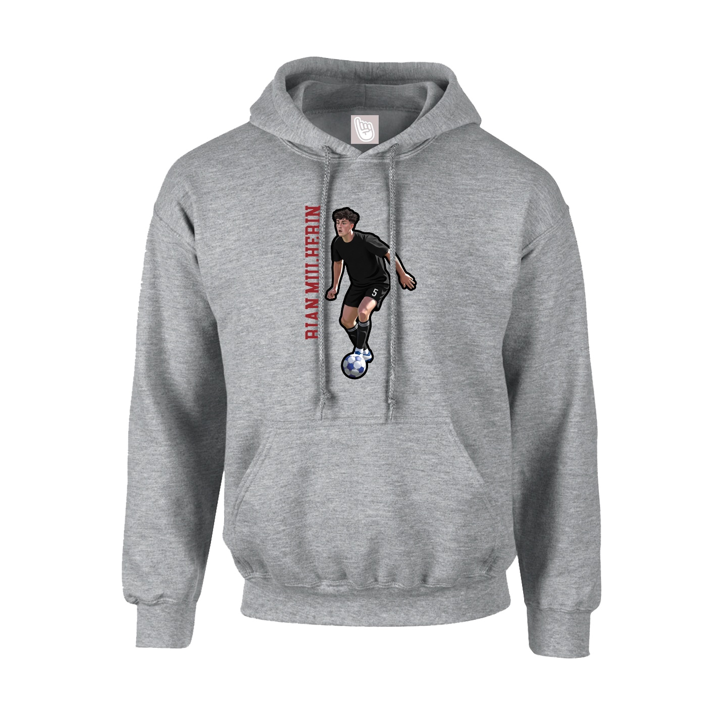 Youth Hoodie — Name Vertical in Grey