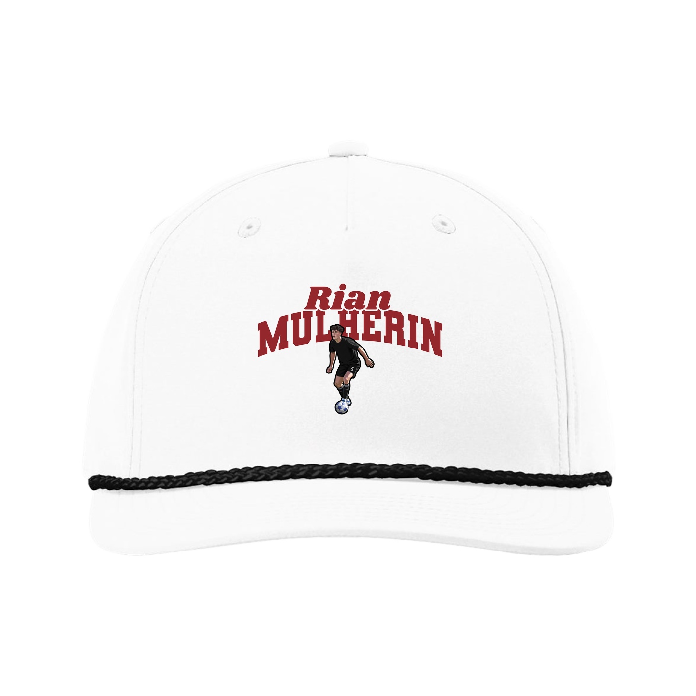 Five-Panel Classic Rope Cap — Signature Arch in White