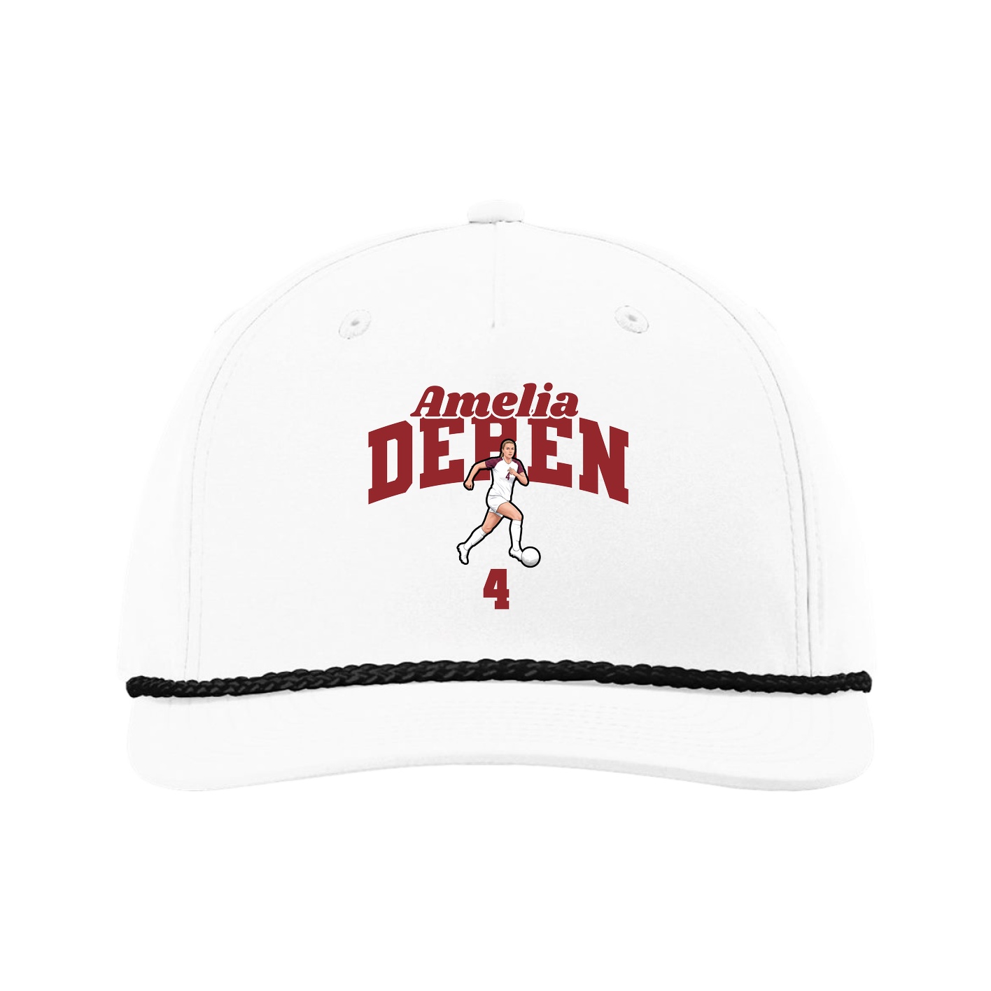 Five-Panel Classic Rope Cap — Signature Arch in White