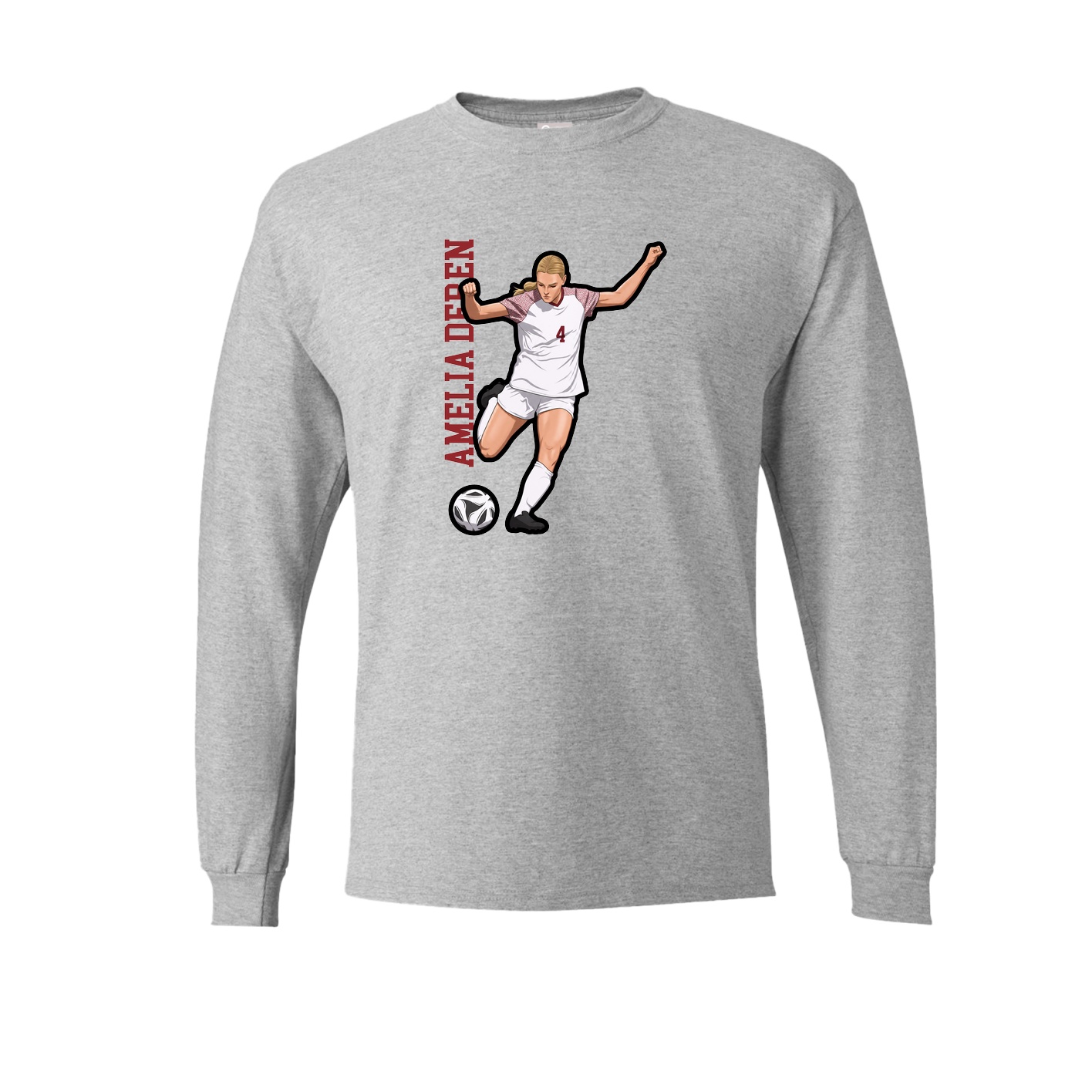 Long Sleeve Tee — Name Vertical in Grey