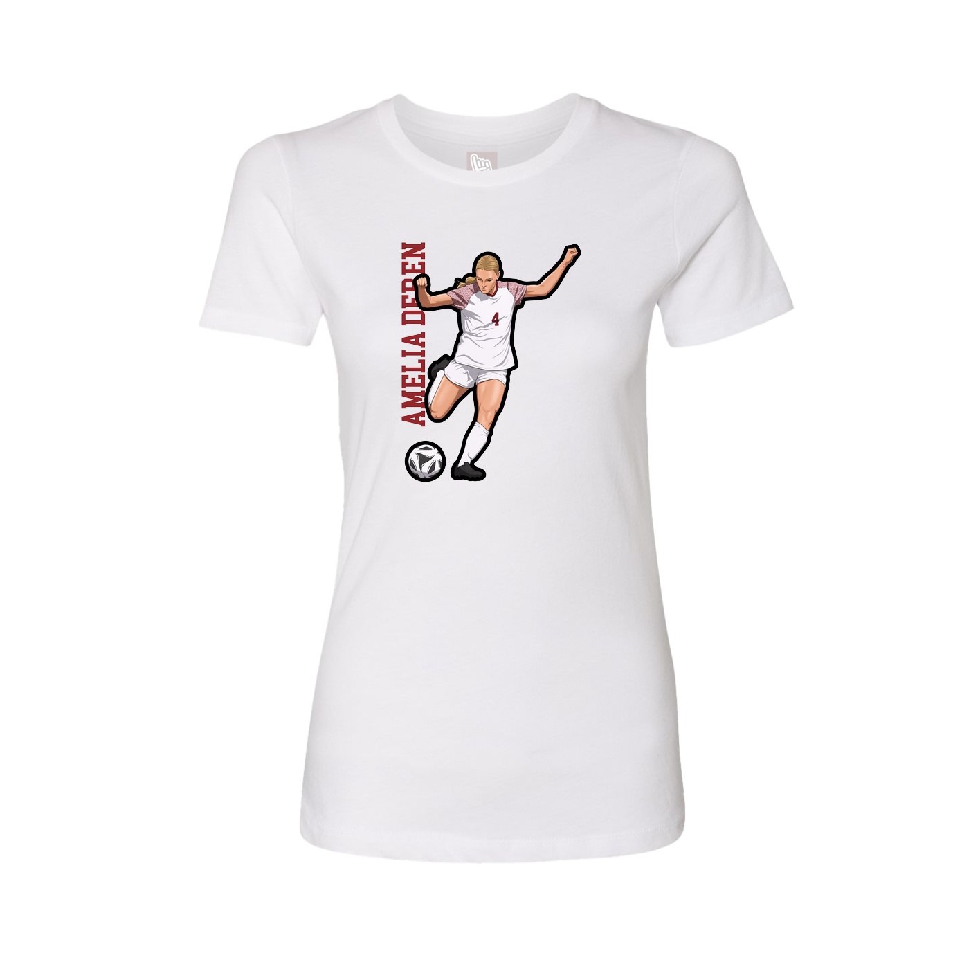 Fitted Women's Tee — Name Vertical in White
