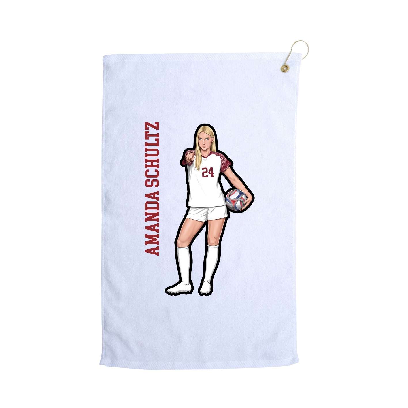 Golf Towel — Name Vertical in White