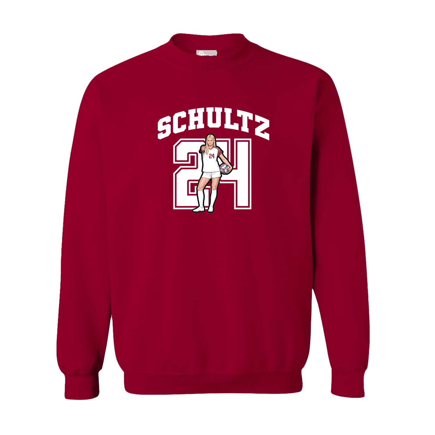 Fleece Crew — Number in Cardinal