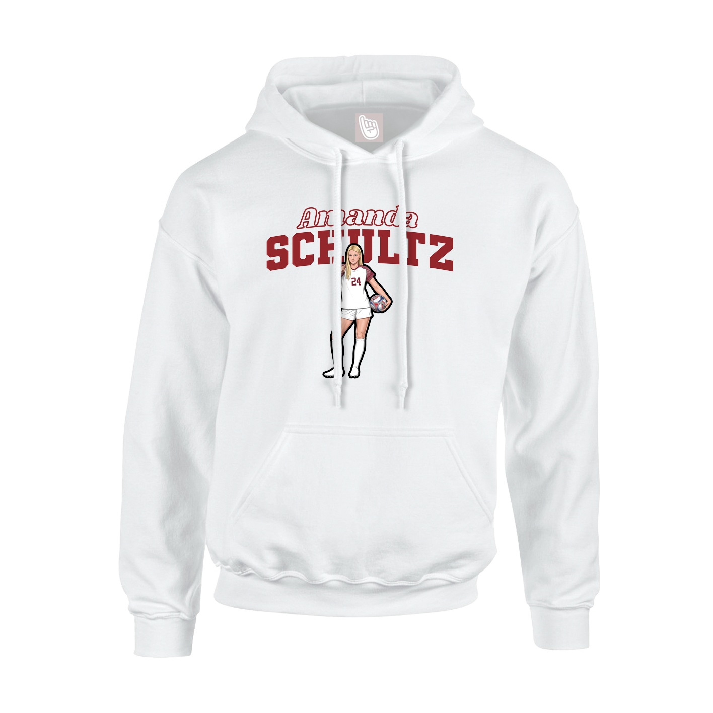 Youth Hoodie — Name Arch in White