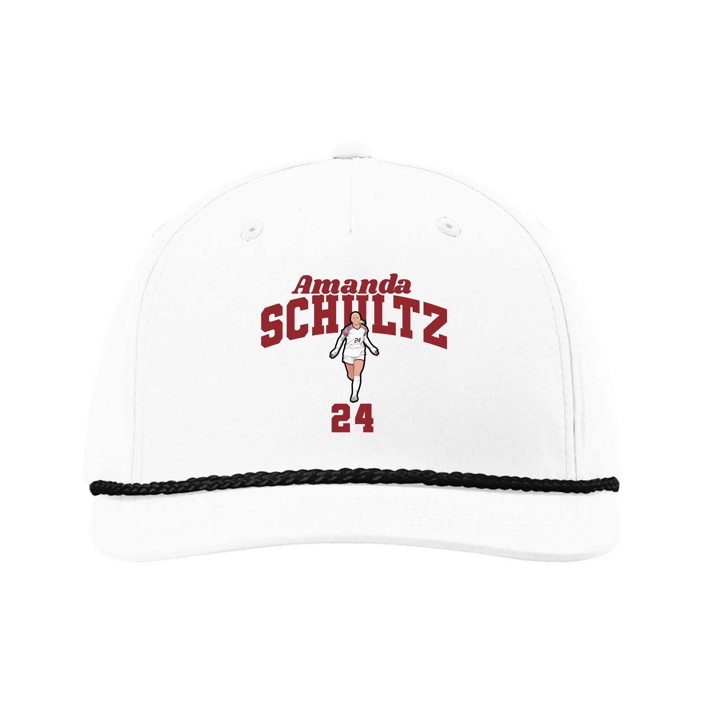 Five-Panel Classic Rope Cap — Signature Arch in White