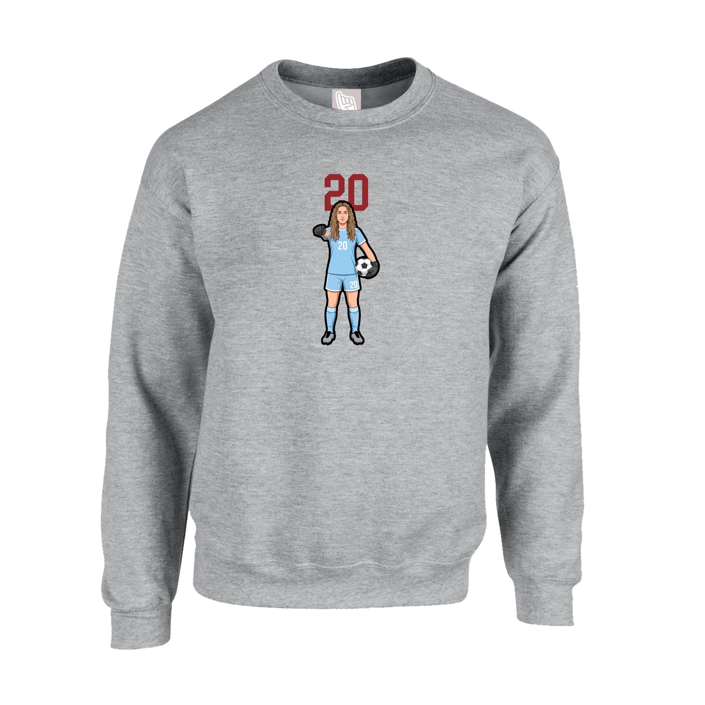 Fleece Crew — Number Top in Grey
