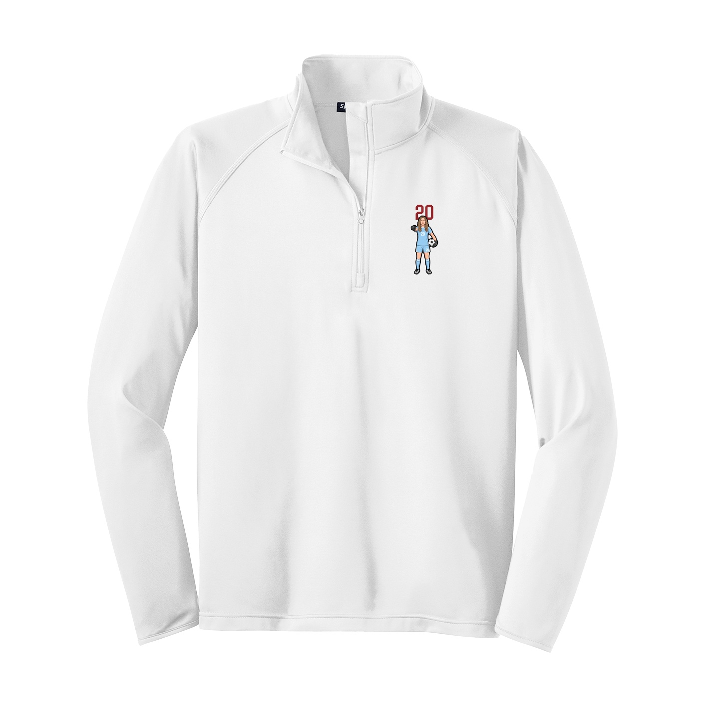 Q-Zip Pullover — Number Top in White