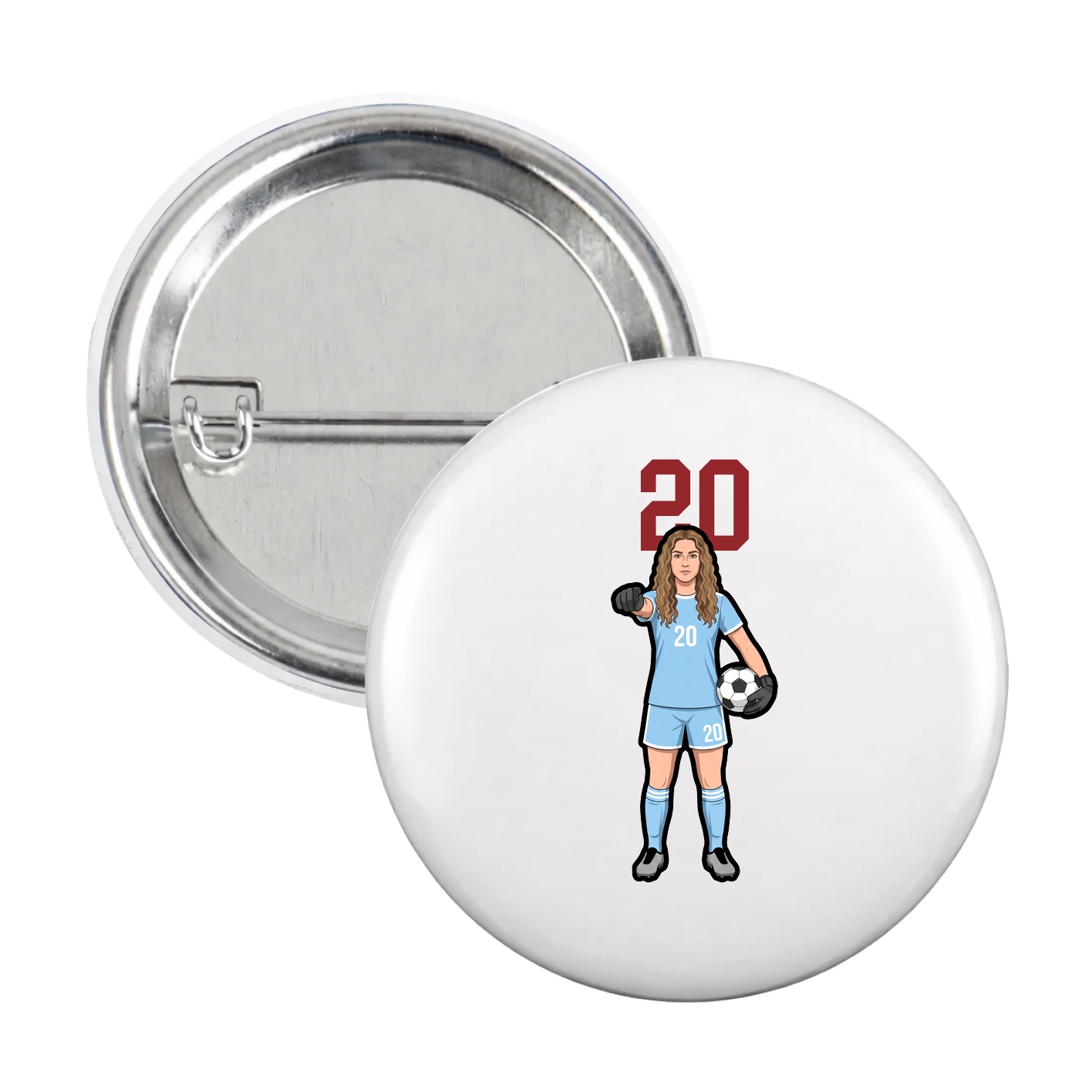 Game Day Button — Number Top in White