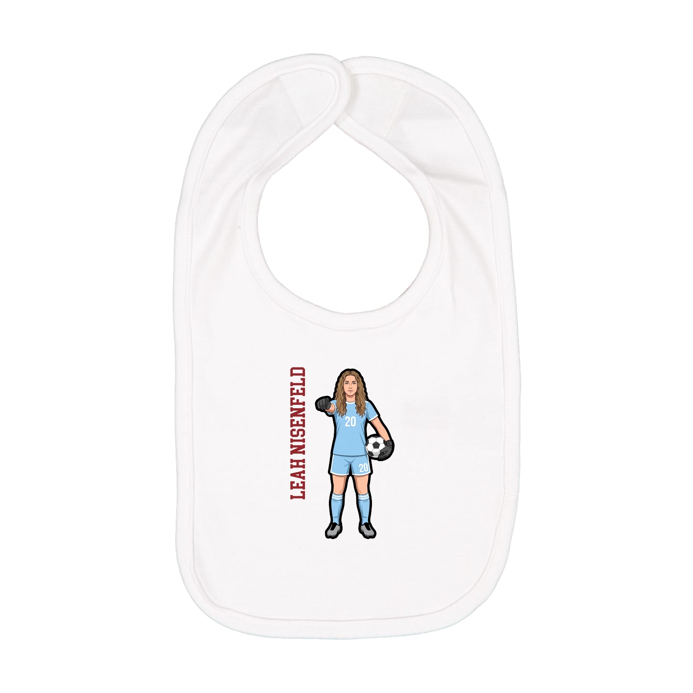 Infant Bib — Name Vertical in White