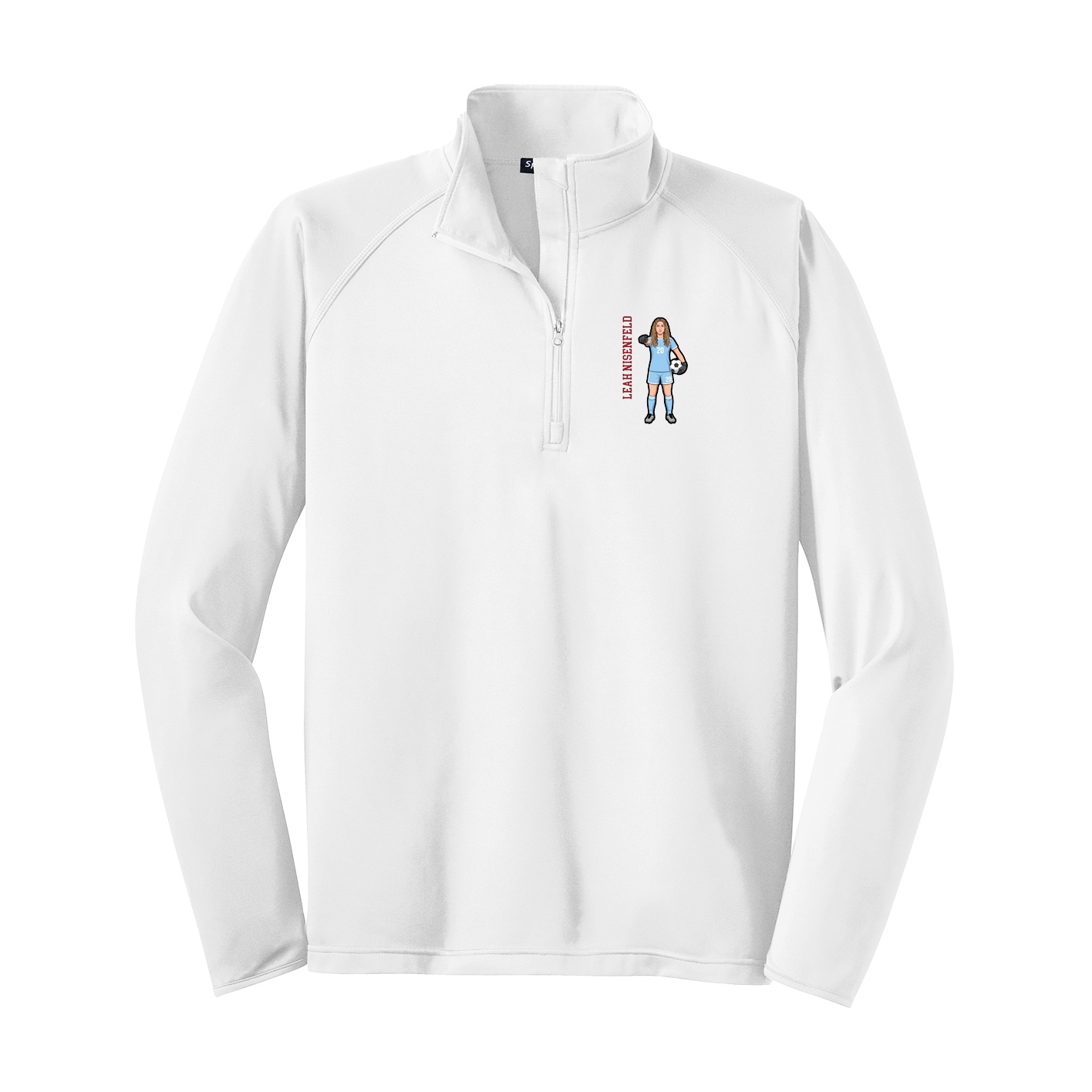 Q-Zip Pullover — Name Vertical in White
