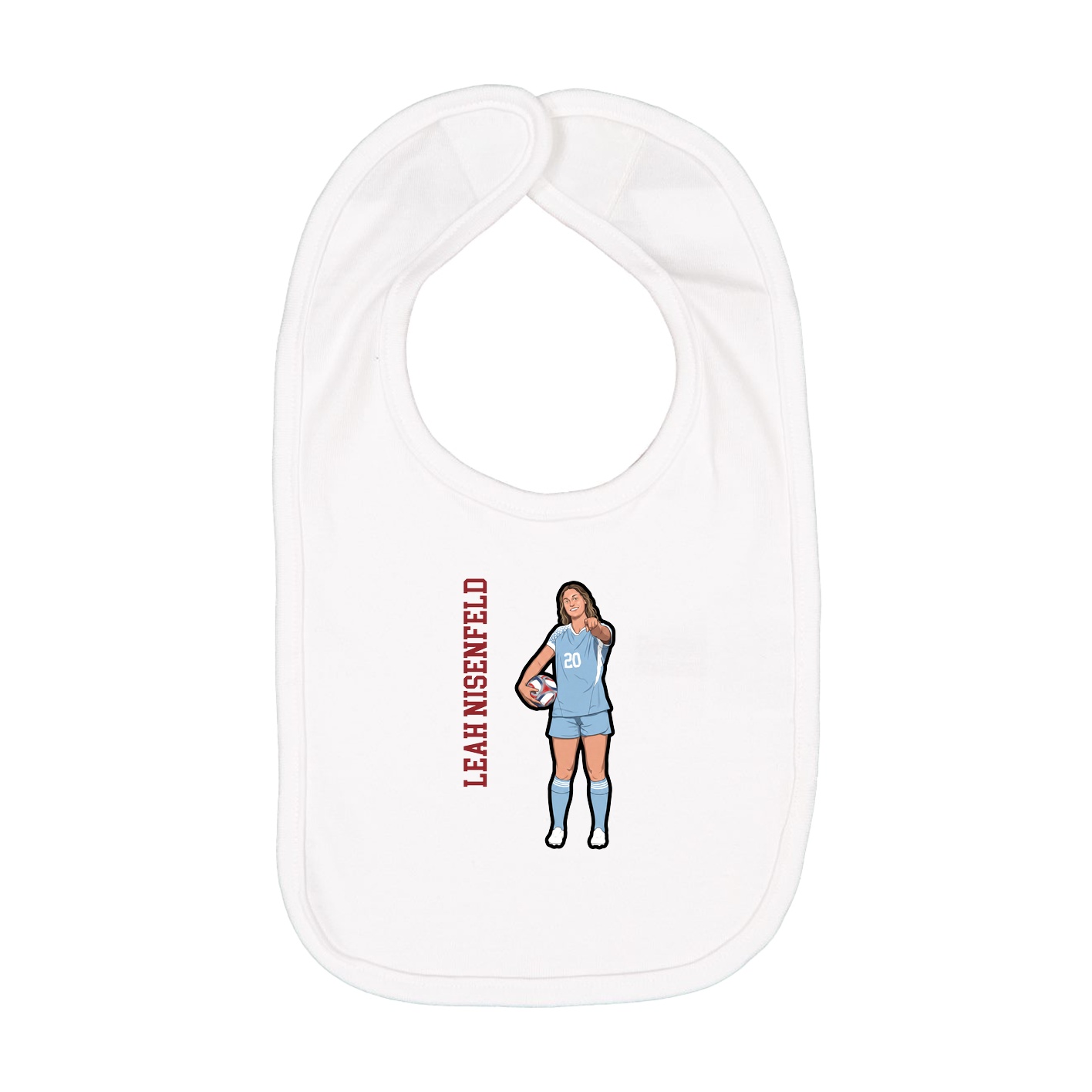 Infant Bib — Name Vertical in White