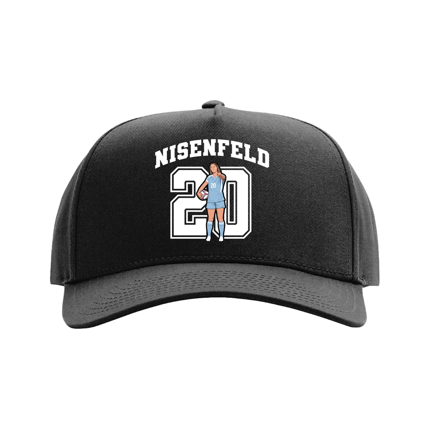 Full Fabric Five-Panel Champ Cap — Number in Black