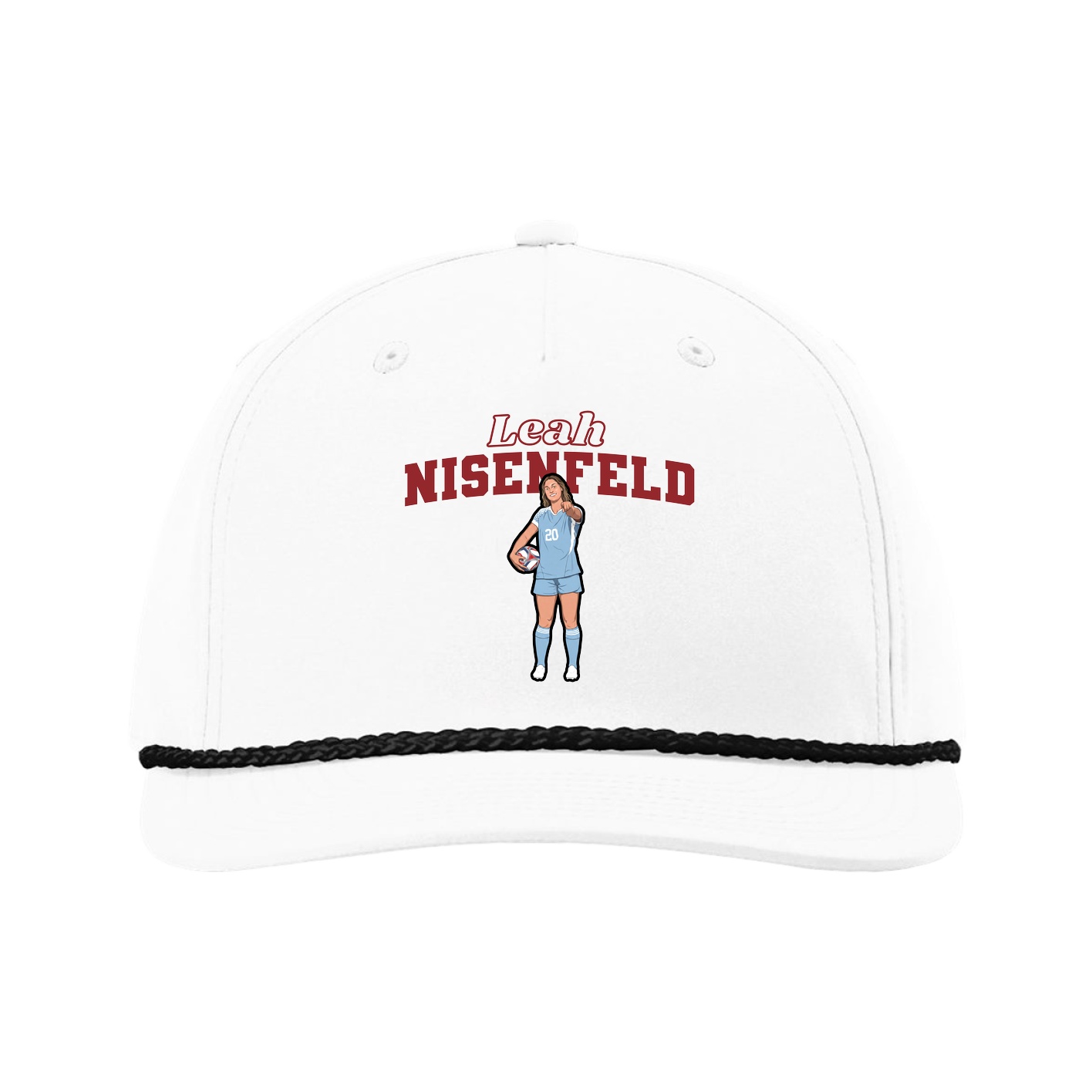Five-Panel Classic Rope Cap — Name Arch in White