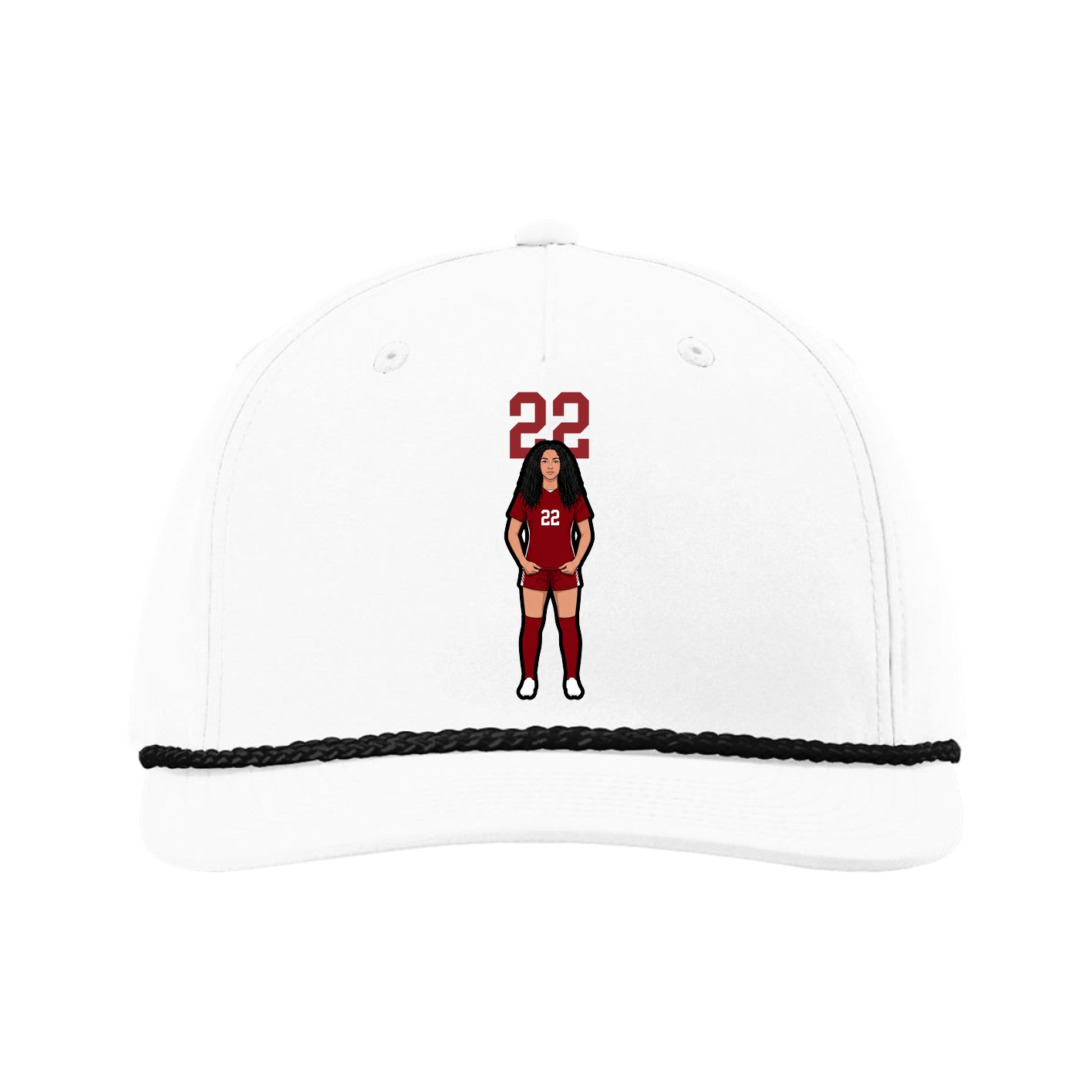 Five-Panel Classic Rope Cap — Number Top in White
