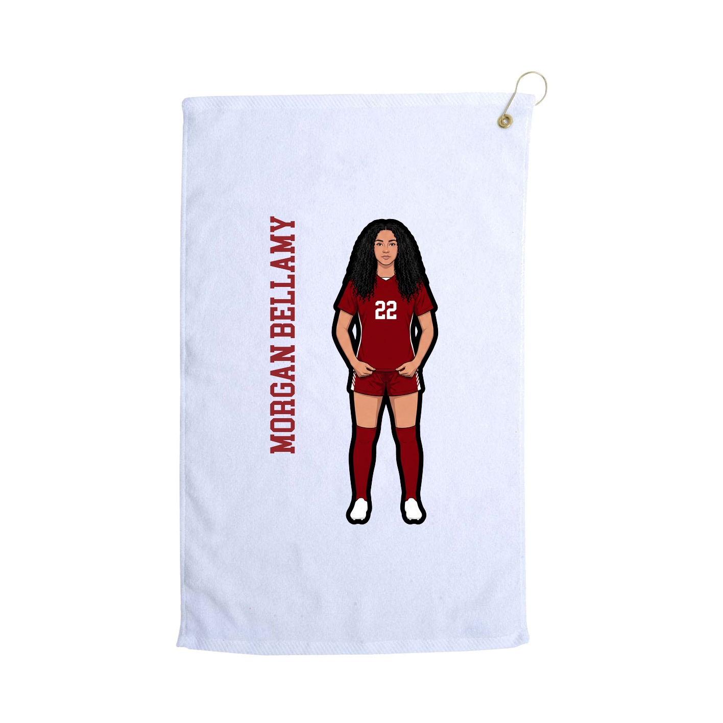 Golf Towel — Name Vertical in White
