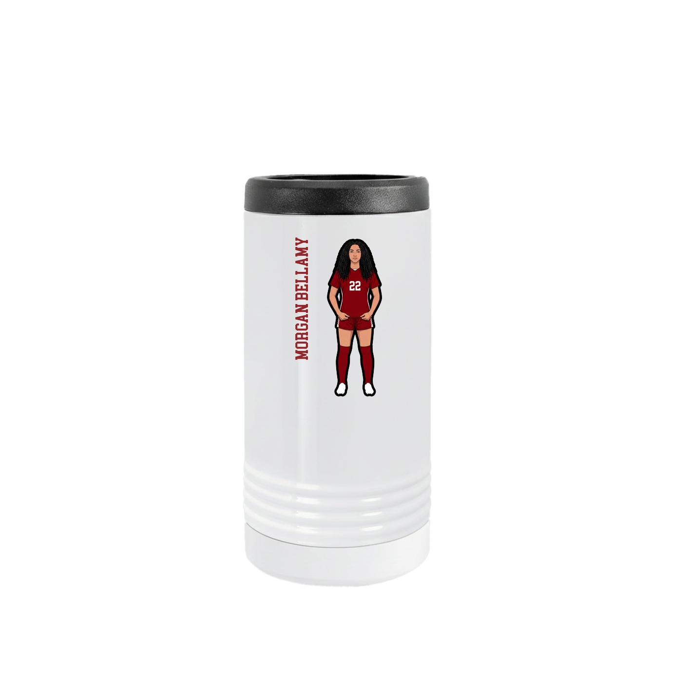 Slim Beverage Holder — Name Vertical in White