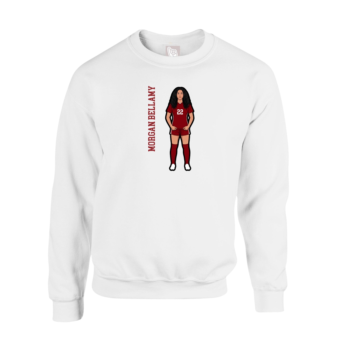 Fleece Crew — Name Vertical in White