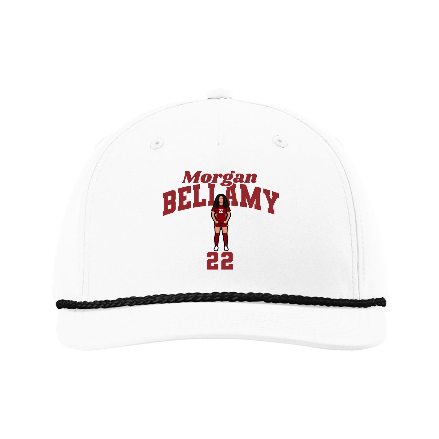 Five-Panel Classic Rope Cap — Signature Arch in White
