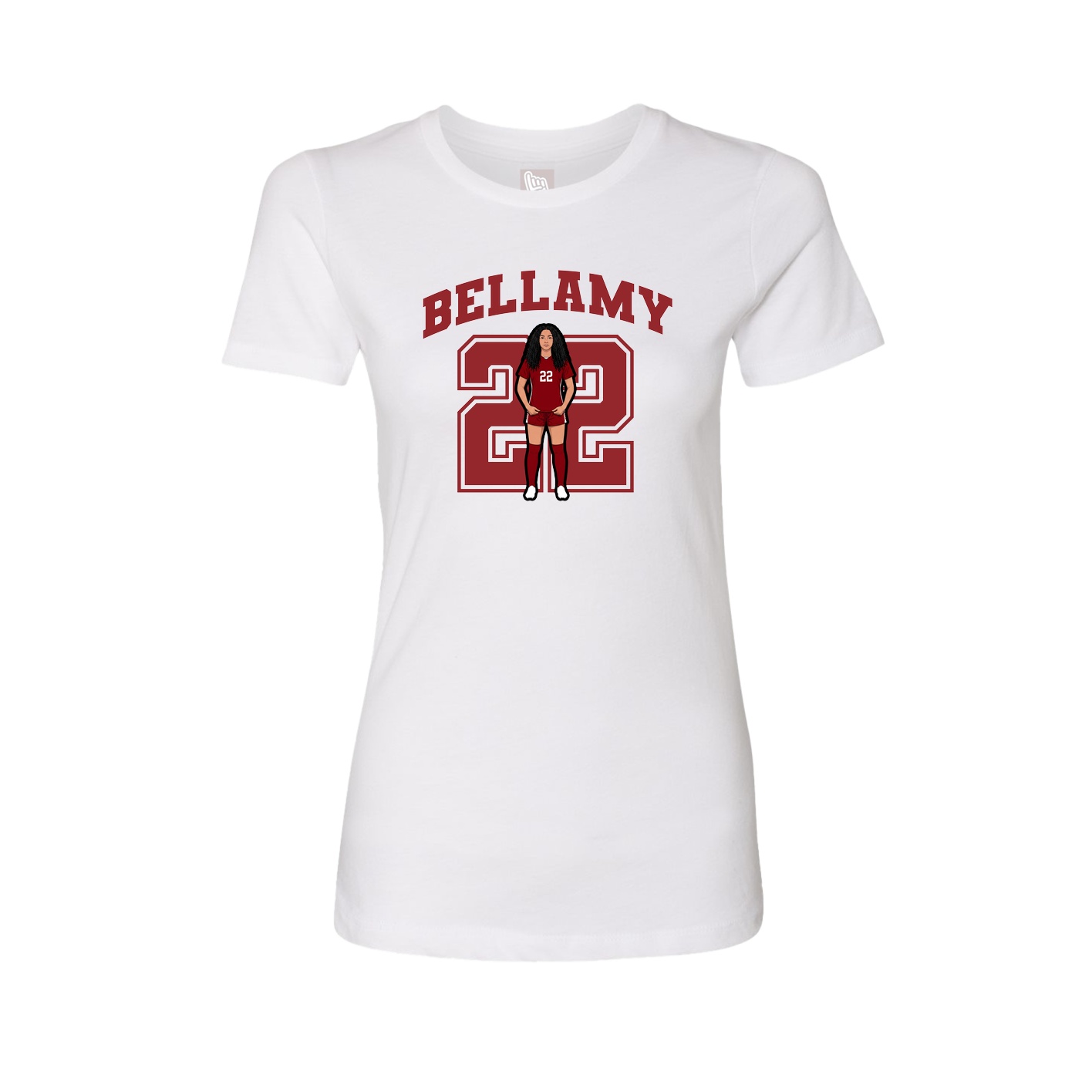 Fitted Women's Tee — Number in White