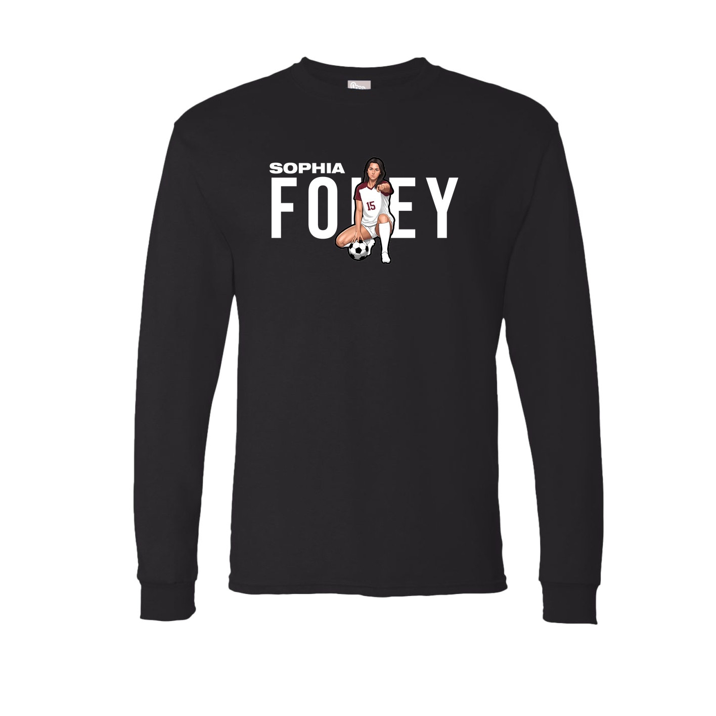 Long Sleeve Tee — Player Name in Black