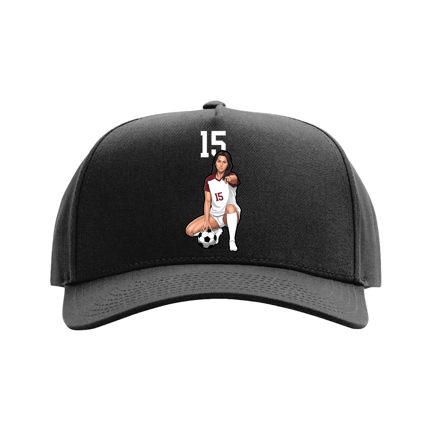 Full Fabric Five-Panel Champ Cap — Number Top in Black